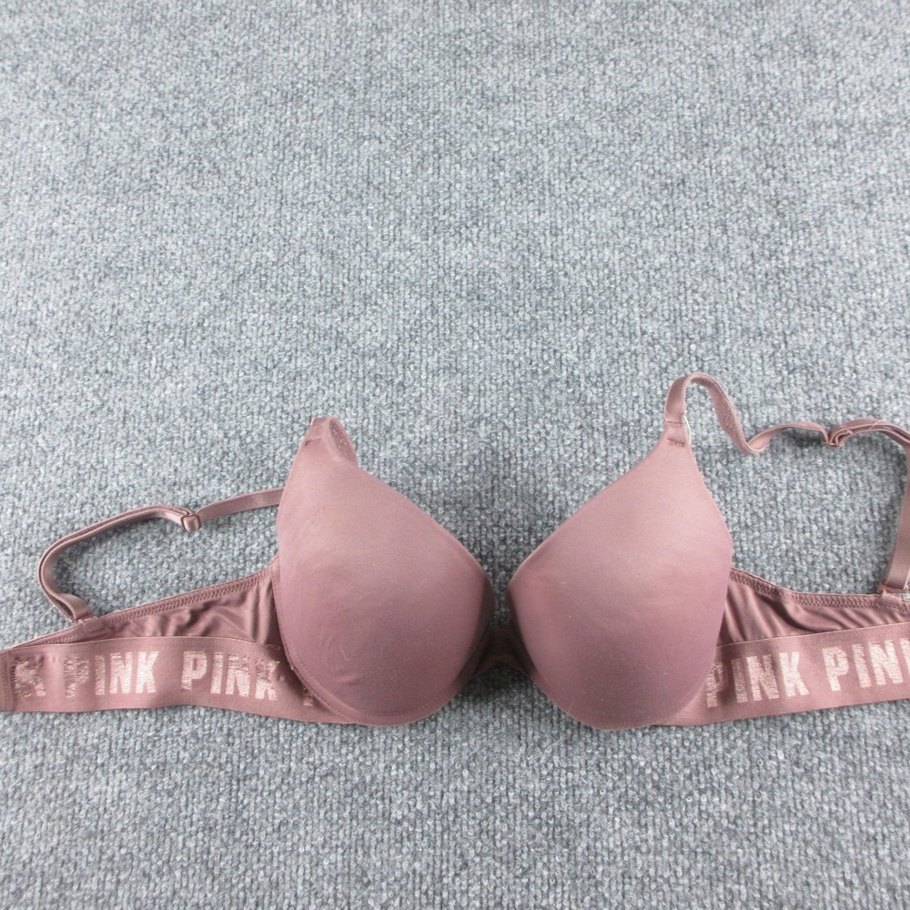 PINK Wear Everywhere Push-Up Bra Womens 32C Pink Padded Underwire Microfiber